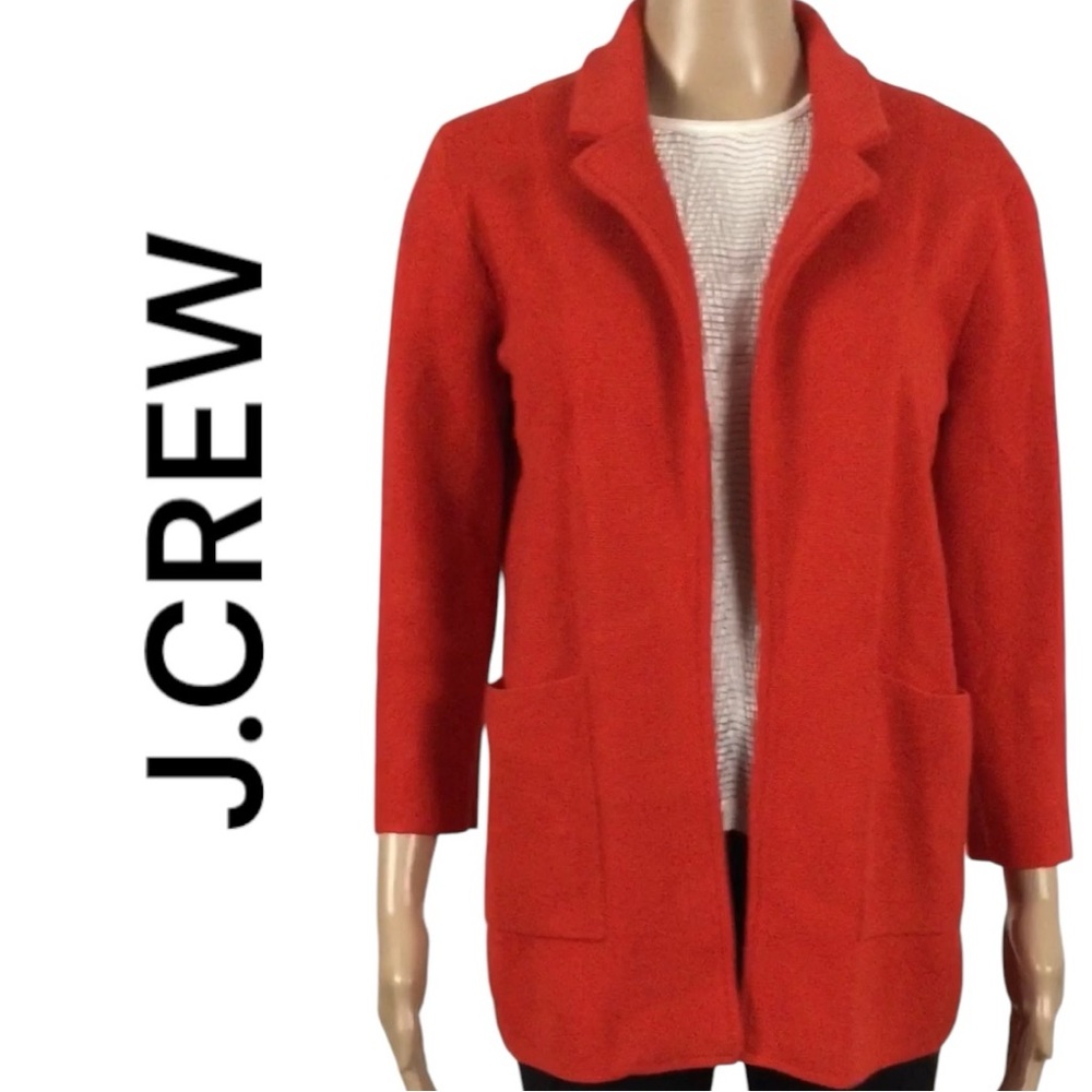 J.CREW 365 Red Open Front Stretchy Jacket, Large Pockets Fits XS To S